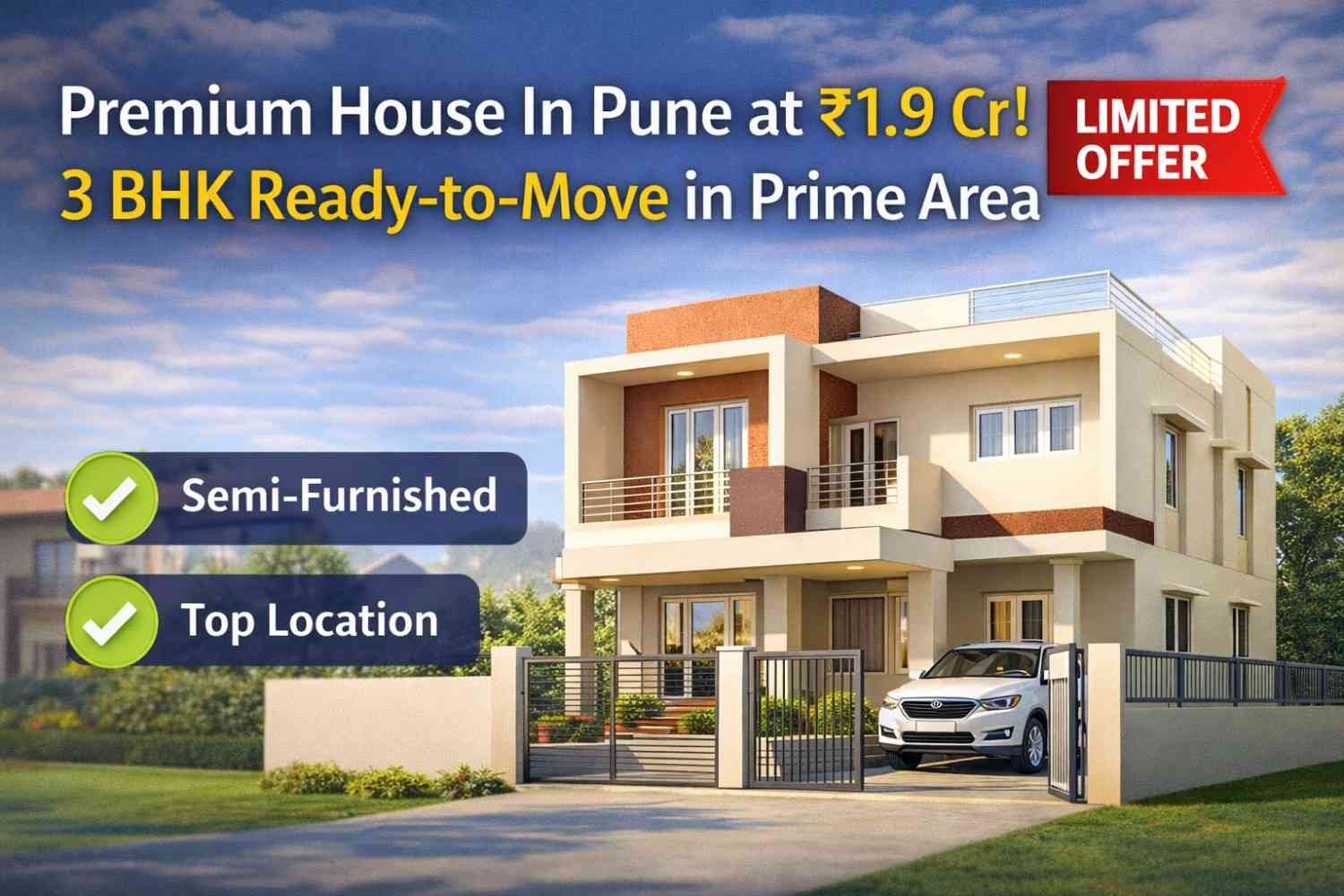 Premium House In Pune at ₹1.9 Cr! 3 BHK Ready-to-Move in Prime Area